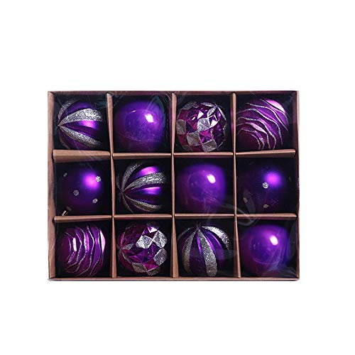 Baumkugeln 12 Stück Christbaumkugeln Weihnachtskugeln, Morbuy Kunststoff Weihnachtsbaumkugeln Plastik Bruchsicher, Weihnachtsbaumschmuck Weihnachtsdeko (lila) von Morbuy