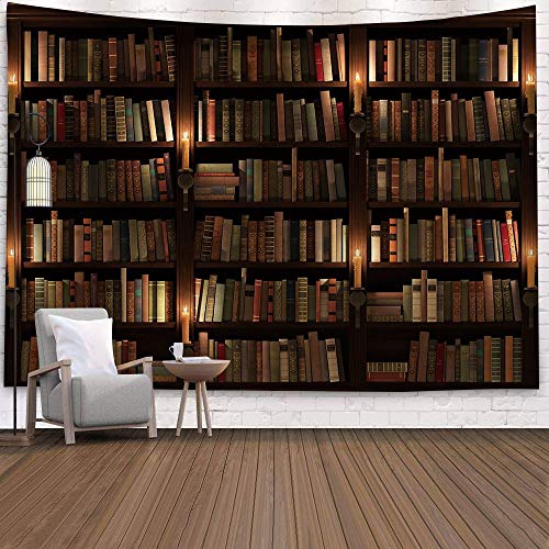 Morbuy Kreativ Tapisserie, 3D Bücherregal Hintergrund Dekor Wandteppich Tapestry Wandbehang aus Polyster Wandtuch Tischdecke Meditation Strandtuch Yogamatte (200x150cm,Lesezimmer) von Morbuy