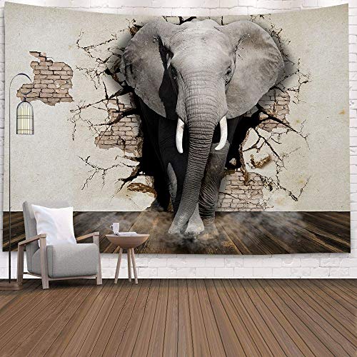 Morbuy Kreativ Tapisserie, 3D gemalt Graffiti Elefanten Druck Dekor Wandteppich Tapestry Wandbehang aus Polyster Wandtuch Tischdecke Meditation Strandtuch Yogamatte (230x180cm,3D grau) von Morbuy