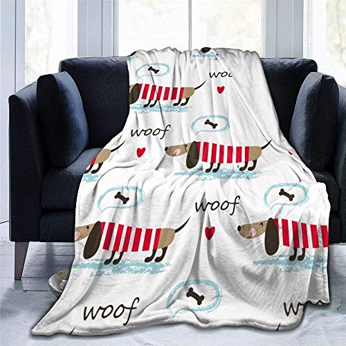 Morbuy Kuscheldecke für Mädchen Decke, Sofa Weiche Flanelldecke Warm Sofadecke Wohndecke Kuscheldecke Mikrofaser für Bettüberwurf Tagesdecke (150x220cm,Dackel) von Morbuy