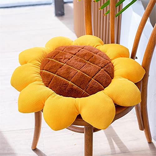 Morbuy Stuhlkissen Blumen Form Sitzkissen, Nordischen Plüsch Tatami Stuhl Kissen, Weiche, Komfortable Verdickte Sitzkissen Kissen Bodenmatte Kinderzimmer Dekor (50x50cm(19.6x19.6inch),Sonnenblume) von Morbuy