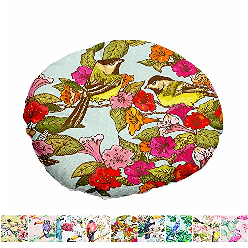 Morbuy Stuhlkissen Runde Sitzkissen Blumen Vogelserie Atmungsaktiv Baumwolle Leinen Tatami Komfortable Stühle Bodenkissen Sitzauflagen für Outdoor Garten Office Sessel (40x40cm,Winde) von Morbuy