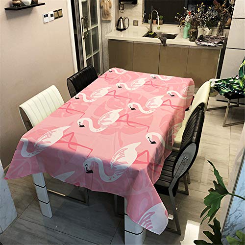 Morbuy Tischdecke 3D Flamingo Druck - Tischdecken Wasserdicht Lotuseffekt Abwischbar Abwaschbar Rechteckig Quadratisch Tischtuch für Dekoration Küche Garten Outdoor (100x140cm,Rosa Monstera) von Morbuy