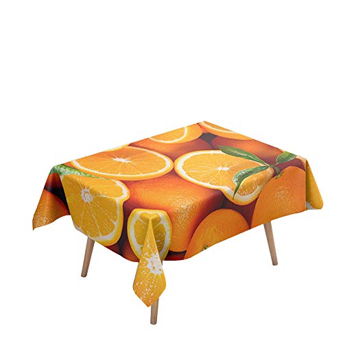 Morbuy Tischdecke Rechteckig Abwaschbar - 3D Obst Frucht Drucken Tischdecken Quadratisch Wasserdicht Lotuseffekt Abwischbar Tischtuch für Dekoration Küche Garten (90x90cm,Orange Mandarine) von Morbuy