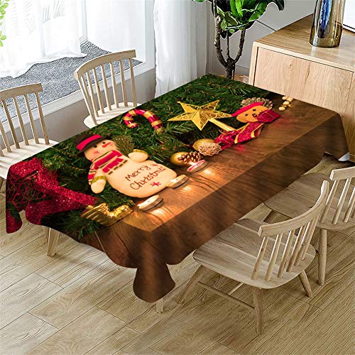 Morbuy Tischdecken Weihnachten, 3D Tanne Zeder Drucken Tischdecke Rechteckig Wasserdicht Abwischbar Tischtuch für Küche Garten Outdoor Party Dekoration (140x180cm,Schneemann) von Morbuy