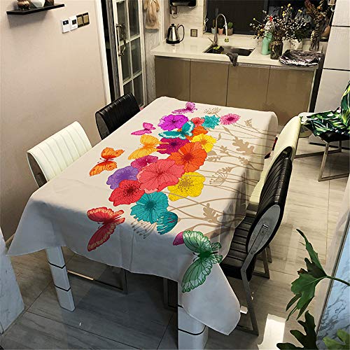 Morbuy Tischdecke Wasserdicht Abwaschbar, Wasserabweisend Abwischbare Eckig Küchen 3D Blume Tischabdeckung Tischdekoration für Speisetisch Garten Outdoor Camping (90x90cm,Schmetterling) von Morbuy