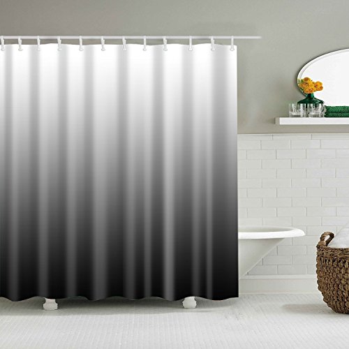 3D Duschvorhang, Morbuy Digitaldruck Top Qualität Schimmelresistenter und Wasserabweisend Shower Curtain Waschbar Mit 12 Duschvorhangringen 100% Polyester (120x180cm,Farbverlauf grau) von Morbuy