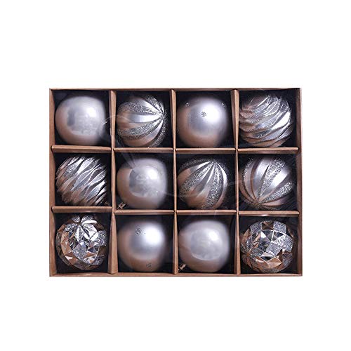 Baumkugeln 12 Stück Christbaumkugeln Weihnachtskugeln, Morbuy Kunststoff Weihnachtsbaumkugeln Plastik Bruchsicher, Weihnachtsbaumschmuck Weihnachtsdeko (Silber) von Morbuy