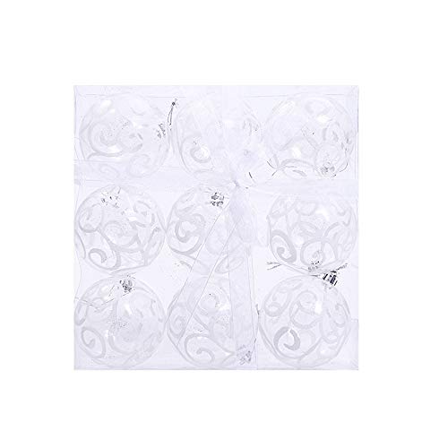 Baumkugeln 9 Stück Christbaumkugeln Weihnachtskugeln, Morbuy Kunststoff Weihnachtsbaumkugeln Plastik Bruchsicher, Weihnachtsbaumschmuck Weihnachtsdeko (8cm,Weiß) von Morbuy