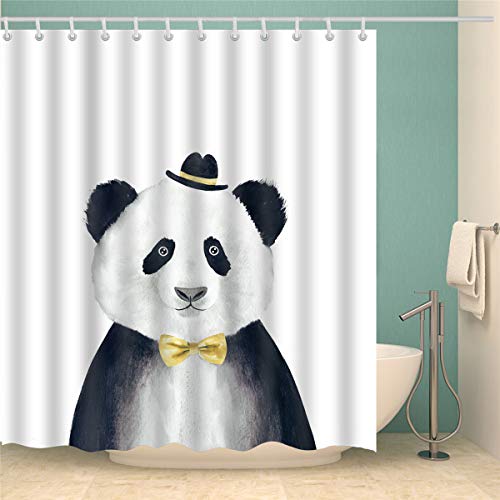 Duschvorhang, Morbuy 3D Digitaldruck Top Qualität Schimmelresistenter und Wasserabweisend Shower Curtain Waschbar Mit 12 Duschvorhangringen 100% Polyester (180x200cm,Panda) von Morbuy