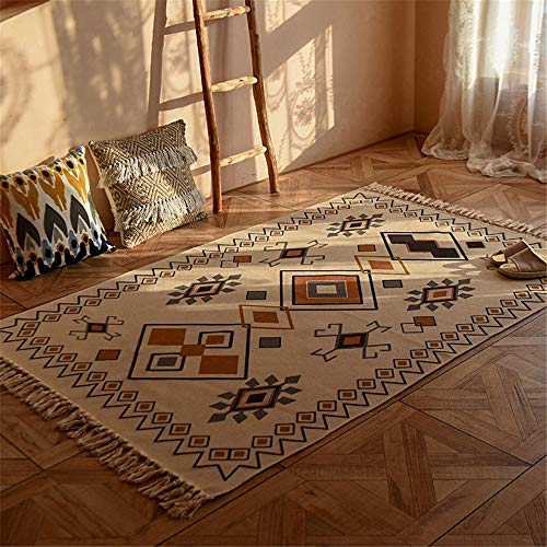 Handweb-Teppich,Morbuy Eingang Bodenmatte Teppich mit Quaste Maschinenwaschbare Handgewebte Vintage für Innen Wohnzimmer Schlafzimmer Flur Läufer (120 * 170cm,Mode) von Morbuy