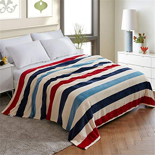 Leichte Korallenvlies Decke, Morbuy Kuscheldecke Sofadecke Bettüberwurf Erhältlich Decke Tagesdecke Decke für Sofa und Bett Falten-beständig Schmusedecke (150x200cm,Streifen) von Morbuy