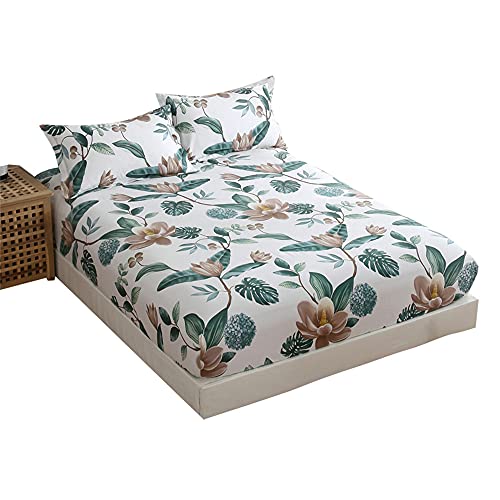 Morbuy 100% Baumwolle Spannbetttuch, Spannbettlaken Rutschfestem Atmungsaktivem in Vielen Größen und Farben, bis 23 cm Hohe Matratzen - Nordischer Stil (100x200+28cm,Hortensie) von Morbuy