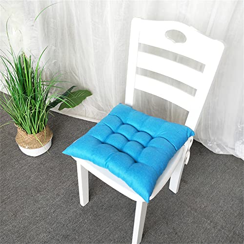 Morbuy 2er-Set Sitzkissen, Sitzkissen Outdoor & Indoor, Weiches stuhlkissen mit Bändern, Waschbares Sitzauflagen Gartenmöbel, Steppkissen Stuhlkissen für Esszimmer (50x50x8cm,Blau) von Morbuy