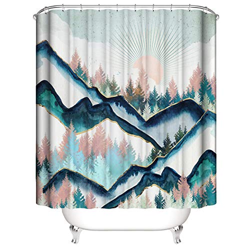 Morbuy 3D Digitaldruck Duschvorhang, Top Qualität Schimmelresistenter und Wasserabweisend Shower Curtain Waschbar Mit 12 Duschvorhangringen Polyester (150x180cm,E) von Morbuy