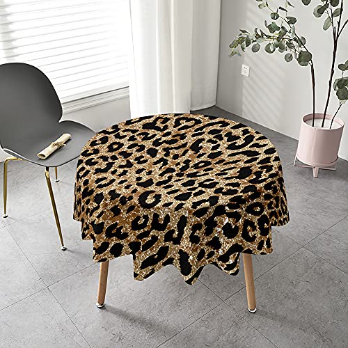 Morbuy 3D Leopard Drucken Tischdecke Rund Abwaschbar, Tischdecken Wasserdicht Lotuseffekt Abwischbar Tischtuch in Verschiedenen Größen für Küchentisch Garten Outdoor (120cm,Gelb Leopard) von Morbuy