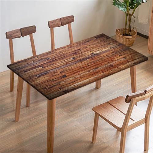 Morbuy 3D Rechteckige Elastische Tischdecke, Rechteckig Tischdecke mit Gummizug Spanntischdecke Gartentischdecke für Picknick Camping Partys (4.5FT/140x80cm,Weinlese-Holz 4) von Morbuy