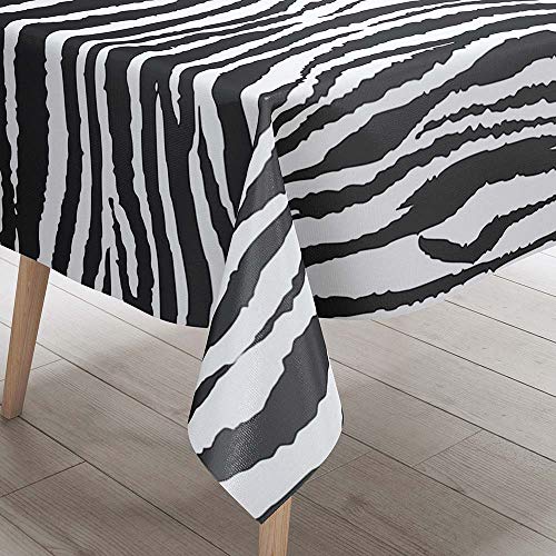 Morbuy 3D Tarnung Drucken Tischdecke Abwaschbar für Speisetisch, Wasserabweisend Abwischbar Küchentischabdeckung Tischtuch Fleckschutz Pflegeleicht (140x220cm,Weißes Zebra) von Morbuy