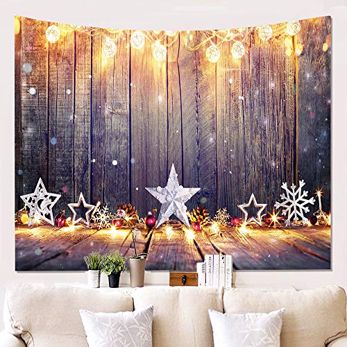 Morbuy 3D Weihnachten Kreativ Tapisserie Neuheit Interessant, Dekor Wandteppich Tapestry Wandbehang Polyster Wandtuch Tischdecke Meditation Yogamatte (150 x 230cm,Silberner Stern) von Morbuy