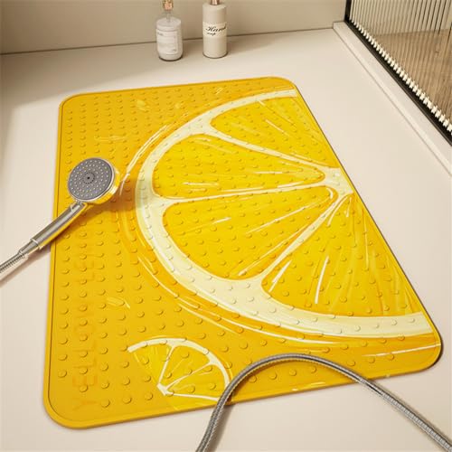 Morbuy Badewannenmatte Kinder rutschfest Maschinenwaschbar Duschmatte Antirutschmatte Badewanne Badematte mit Saugnäpfen, Starke Saugkraft (80x50cm,orange) von Morbuy