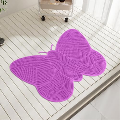 Morbuy Badewannenmatte Kinder rutschfest Maschinenwaschbar Duschmatte Antirutschmatte Badewanne Badematte mit Saugnäpfen, Starke Saugkraft (Lila 35x53cm) von Morbuy