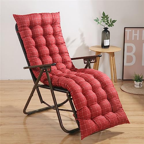 Morbuy Bequeme Liegenauflage Deckchair & Sonnenliegen - 8cm Dicke Polsterung Gartenliege Auflage Liegestuhl Polster Tragbare Garten Innenhof Gepolstertes (53x180x8cm,Rot kariert) von Morbuy