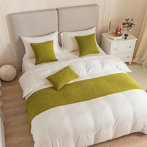 Morbuy Bettläufer mit Kissen, Bettschal für den Fuß des Bettes Luxus Weicher Bettlaufer Schlafzimmer für Gästehaus Hotel (45x240+45x45cm,Grasgrün) von Morbuy