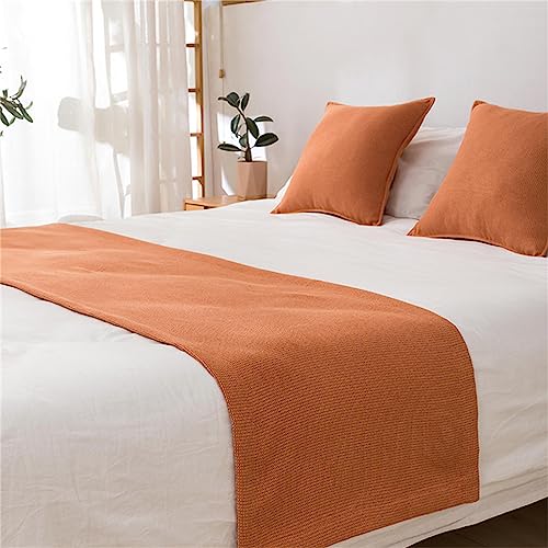 Morbuy Bettläufer mit Kissen, Bettschal für den Fuß des Bettes Luxus Weicher Bettlaufer Schlafzimmer für Gästehaus Hotel Schlafzimme Dekorativer (45x180+45x45cm,Orange) von Morbuy