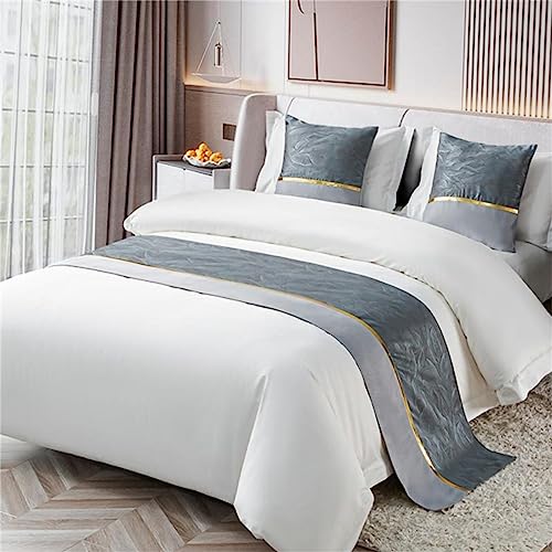 Morbuy Bettläufer mit Kissen, Bettschal für den Fuß des Bettes Luxus Weicher Bettlaufer Schlafzimmer für Gästehaus Hotel Schlafzimme Dekorativer (50x180+50x50cm,Treibsand grau) von Morbuy