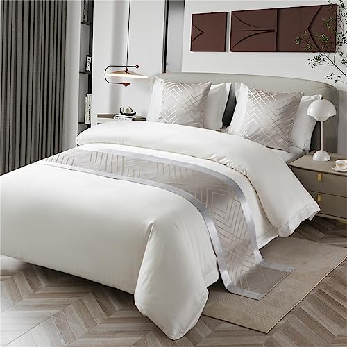 Morbuy Bettläufer mit Kissen, Bettschal für den Fuß des Bettes Luxus Weicher Bettlaufer Schlafzimmer für Gästehaus Hotel Schlafzimme Dekorativer (Silber-Grau-Gold,50x260+50x50cm) von Morbuy