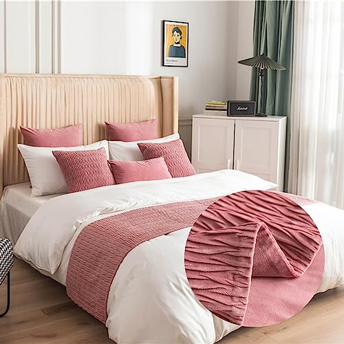 Morbuy Bettläufer und Kissen Bezug, Reversibel Bettschal für den Fuß des Bettes Luxus Weicher Bettlaufer Schlafzimmer für Hotel Gästehaus Schlafzimme (30x50cm (Kissenbezug),Rosa) von Morbuy