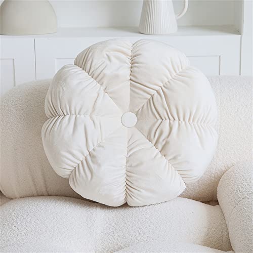 Morbuy Blumenform Sitzkissen Stuhlkissen Luxuriös Samt Optik Gartenkissen Weiche Flauschige Verdickte Runde Deko Kissen für Zuhause, Sofa, Stuhl, Bett, Auto-Dekoration (43x43cm,Beige) von Morbuy