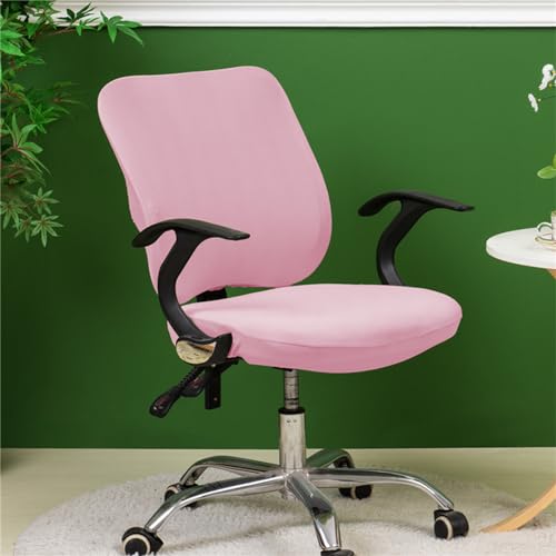 Morbuy Bürostuhl Bezug Zweiteilig, Bezug für Bürostuh Stretch Spandex Bürostuhl Überzug Elastischer Drehstuhl Stuhlüberzug Abnehmbare Stuhlhussen mit Armlehne (Einfarbig-Rosa) von Morbuy