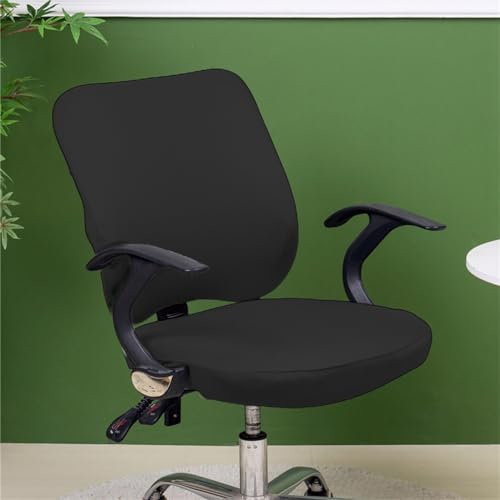 Morbuy Bürostuhl Bezug Zweiteilig, Bezug für Bürostuh Stretch Spandex Bürostuhl Überzug Elastischer Drehstuhl Stuhlüberzug Abnehmbare Stuhlhussen mit Armlehne (Einfarbig-Schwarz) von Morbuy