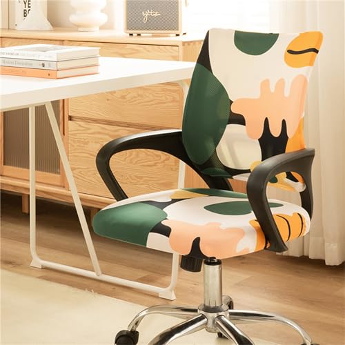 Morbuy Bürostuhl Bezug Zweiteilig, Bezug für Bürostuh Stretch Spandex Bürostuhl Überzug Elastischer Drehstuhl Stuhlüberzug Abnehmbare Stuhlhussen mit Armlehne (Graffiti,Einheitsgröße) von Morbuy