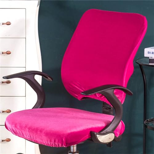 Morbuy Bürostuhl Bezug Zweiteilig, Bezug für Bürostuh Stretch Spandex Bürostuhl Überzug Elastischer Drehstuhl Stuhlüberzug Abnehmbare Stuhlhussen mit Armlehne (Plüsch-Hot Pink) von Morbuy