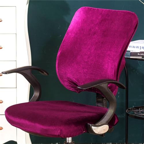 Morbuy Bürostuhl Bezug Zweiteilig, Bezug für Bürostuh Stretch Spandex Bürostuhl Überzug Elastischer Drehstuhl Stuhlüberzug Abnehmbare Stuhlhussen mit Armlehne (Plüsch-Hot Purple) von Morbuy