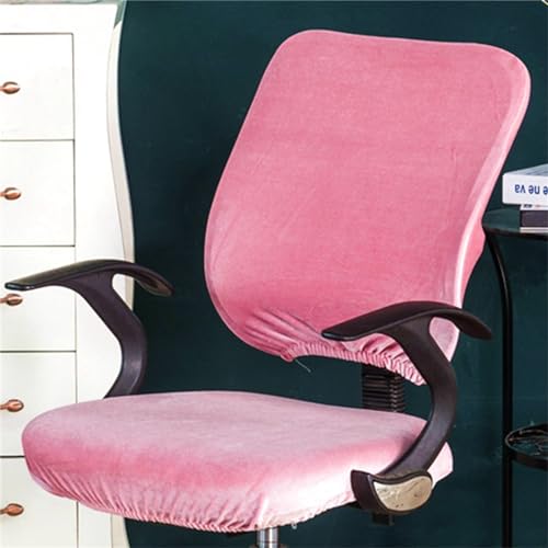 Morbuy Bürostuhl Bezug Zweiteilig, Bezug für Bürostuh Stretch Spandex Bürostuhl Überzug Elastischer Drehstuhl Stuhlüberzug Abnehmbare Stuhlhussen mit Armlehne (Plüsch-Rosa) von Morbuy