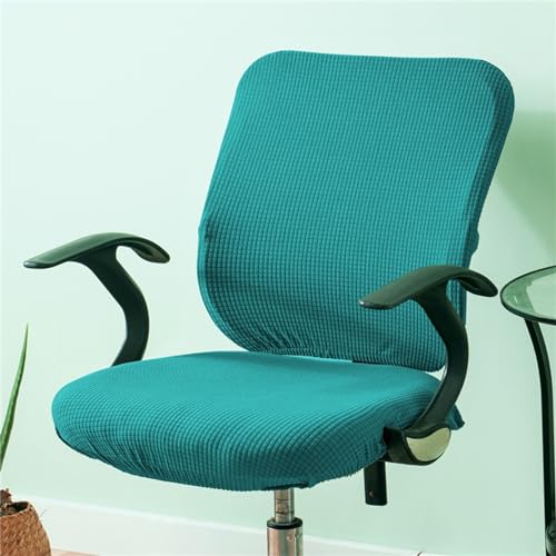 Morbuy Bürostuhl Bezug Zweiteilig, Bezug für Bürostuh Stretch Spandex Bürostuhl Überzug Elastischer Drehstuhl Stuhlüberzug Abnehmbare Stuhlhussen mit Armlehne (Wasserdicht-Türkis) von Morbuy