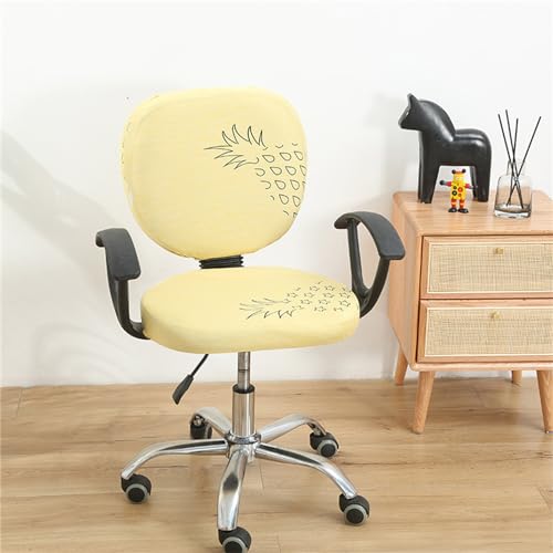 Morbuy Bürostuhl Bezug Zweiteilig, Bezug für Bürostuh Stretch Spandex Bürostuhl Überzug Elastischer Drehstuhl Stuhlüberzug Abnehmbare Stuhlhussen mit Armlehne für Office (Ananas) von Morbuy