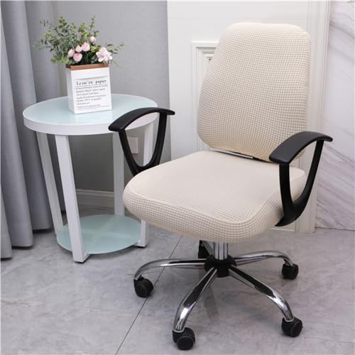 Morbuy Bürostuhl Bezug für Bürostuh Stretch Polarfleece Bürostuhl Überzug Elastischer Drehstuhl Stuhlüberzug Abnehmbare Stuhlhussen mit Armlehne Waschbare für Office Computer Sessel (Beige) von Morbuy