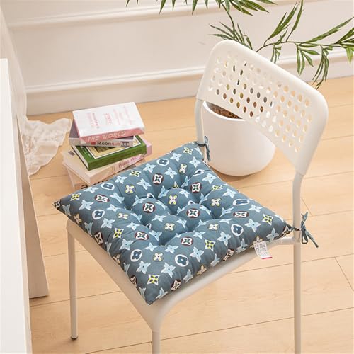 Morbuy Bunter Druck Sitzkissen, Sitzkissen Outdoor & Indoor, Weiches stuhlkissen mit Bändern, 40x40cm Sitzauflagen Gartenmöbel, Steppkissen Stuhlkissen für Esszimmer (Blaugrün,2er-Set) von Morbuy
