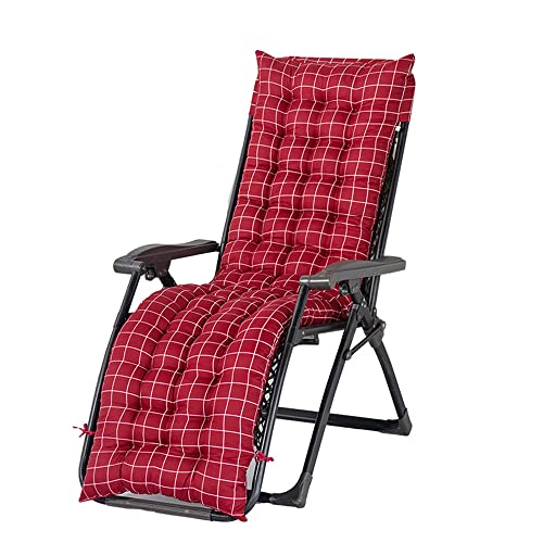 Morbuy Deckchair Auflagen für Gartenliegen, Sonnenliege Kissen Tragbare Garten Innenhof Gepolstertes Bett Relax-Liegestuhl Sitzauflage für Deckchair, Innen, Außen (48x155cm,Kariert rot) von Morbuy