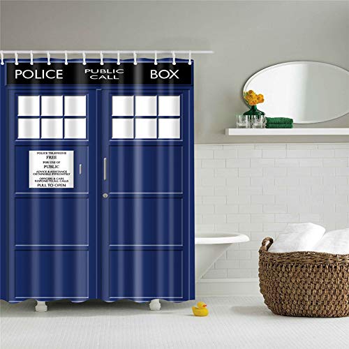 Duschvorhang, Morbuy 3D Digitaldruck Top Qualität Schimmelresistenter und Wasserabweisend Shower Curtain Waschbar Mit 12 Duschvorhangringen 100% Polyester (180x180cm,Polizeikasten) von Morbuy