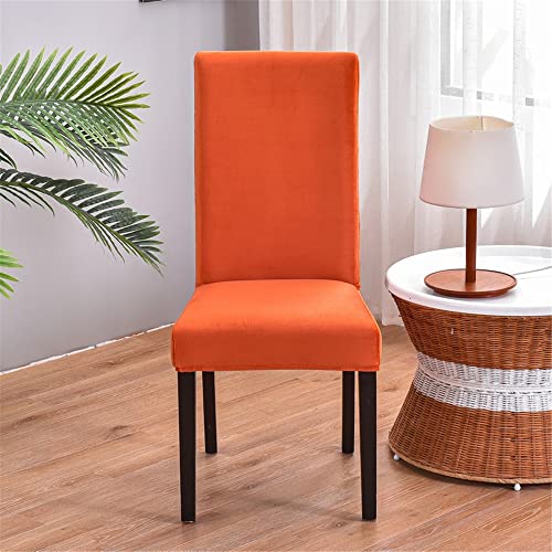 Morbuy Einfarbig Stuhlhussen Set Stretch Stuhlbezug für Esszimmerstühle, Samt Velvet Waschbarer Stuhlhussen Schwingstühle Stuhlüberzug für Haus Hotel Hochzeit Partys (4er Set,Orange) von Morbuy