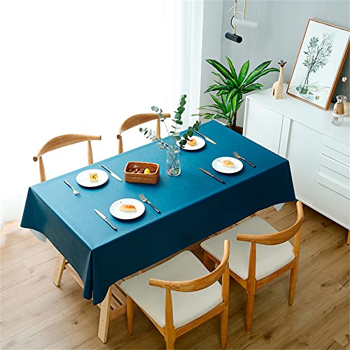 Morbuy Einfarbig Tischdecke Abwaschbar Lotuseffekt Eckig Tischtuch Wasserdicht Tafeldecke Tischwäsche Fleckschutz für Esstisch Zuhause Festival (80x120cm,Pfauenblau) von Morbuy