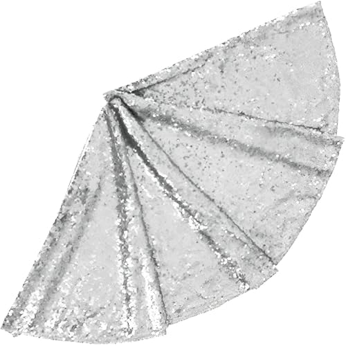 Morbuy Einfarbige Weihnachtsbaumdecke, Pailletten Weihnachtsbaum Rock Rund, Party Weihnachtsbaum Weihnachtsdeko, Christbaumdecke für Neujahr Zuhause Feier Weihnachten Deko (Silber,90cm) von Morbuy