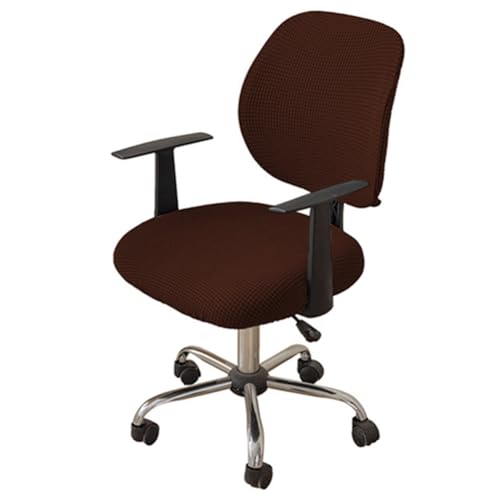 Morbuy Elastischer Bürostuhl Bezug 2 Stück, Bezug für Bürostuh Überzug Drehstuhl Stuhlüberzug Abnehmbare Stuhlhussen mit Armlehne Waschbare für Office Computer Sessel (Dunkelbraun) von Morbuy