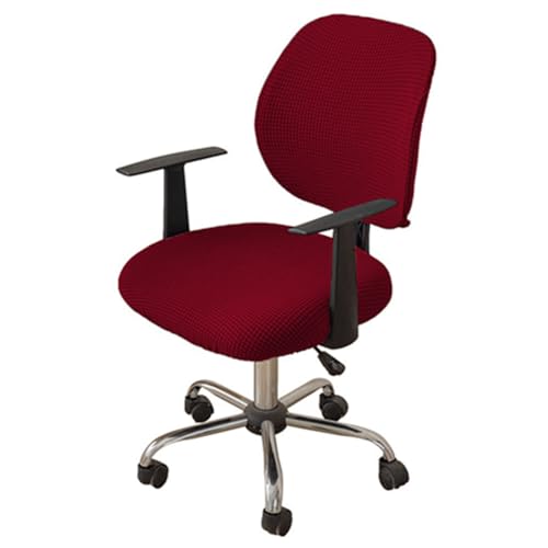 Morbuy Elastischer Bürostuhl Bezug 2 Stück, Bezug für Bürostuh Überzug Drehstuhl Stuhlüberzug Abnehmbare Stuhlhussen mit Armlehne Waschbare für Office Computer Sessel (Rotwein) von Morbuy