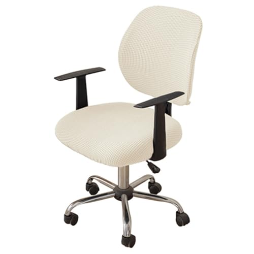 Morbuy Elastischer Bürostuhl Bezug 2 Stück, Bezug für Bürostuh Überzug Drehstuhl Stuhlüberzug Abnehmbare Stuhlhussen mit Armlehne Waschbare für Office Computer Sessel (beige weiß) von Morbuy